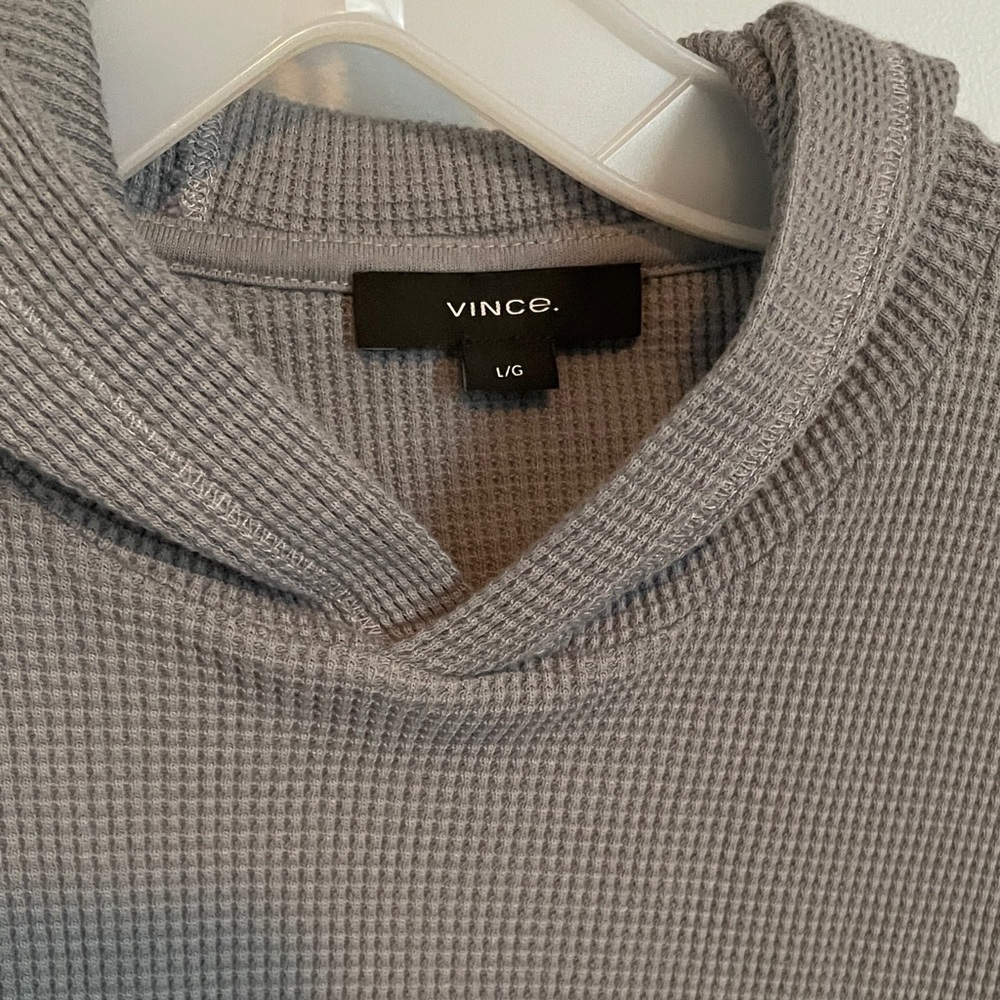 Vince Gray Waffle Knit hooded long sleeve size large